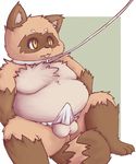  brown_fur bulge chubby collar fundoshi fur leash male solo tanuki tongue tongue_out underwear yellow_eyes zangusuu 