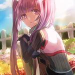  day fence flower lowres purple_eyes purple_hair shion_(kizuro) sky solo sophie_(tales) tales_of_(series) tales_of_graces twintails 