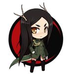  aiguillette animal_ears antlers black_hair chibi dragon_girl dragon_horns dragon_tail eyebrows fusou_empire_princess horns long_hair lowres military military_uniform monster_girl null_(nyanpyoun) strike_witches_zero tail transparent_background uniform world_witches_series 