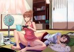  :q bad_id bad_pixiv_id barefoot book brown_hair cat controller curtains fan game_console game_controller hairband highres holding irohasu lying multiple_girls on_side original panties recycle_bin short_hair sitting striped striped_panties tongue tongue_out underwear xbox_360 
