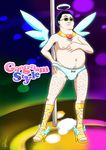  absurdres black_hair gangnam_style highres male_focus panty_&amp;_stocking_with_garterbelt solo sunglasses topless triple-q underwear wings 