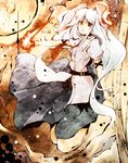  animal_ears bamboo bunny_ears long_hair open_mouth puffy_sleeves red_eyes reisen_udongein_inaba ryuu_(tsukinoyuki) short_sleeves solo touhou very_long_hair white_hair 