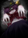  bad_id bad_pixiv_id fingers hands hat kurenai_iroha midriff miyako_yoshika moon na navel night ofuda open_mouth outstretched_arms pale_skin purple_eyes purple_hair short_hair sky solo star touhou zombie_pose 