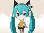  aqua_eyes aqua_hair bad_id bad_pixiv_id chibi hatsune_miku headset highres long_hair odds_&amp;_ends_(vocaloid) project_diva_(series) project_diva_f skirt smile solo twintails ume_(rabbit_punch) vocaloid 