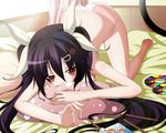  bed black_hair dr._cryptoso ice_cream original panties topless twintails underwear 