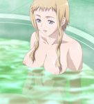  bathing blonde_hair breasts female highres leina long_hair nude queen&#039;s_blade queen's_blade screencap sitting solo water 