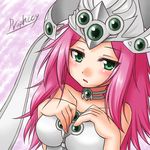  breasts cleavage duel_monster green_eyes magical_erudite_junon pink_hair yu-gi-oh! 