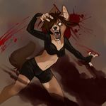 angry blood brown_fur canine demicoeur ear_piercing female fennec fox fur mammal nude piercing solo 