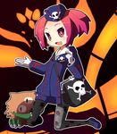  bag duel_monster fang garoudo_(kadouhan'i) gloves hat open_mouth pantyhose red_eyes red_hair sangan skirt skull skull_and_crossbones smile tour_guide_from_the_underworld twintails yuu-gi-ou 