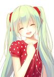  :d ^_^ aqua_hair bad_id bad_pixiv_id closed_eyes hatsune_miku highres long_hair nana_mikoto open_mouth polka_dot smile solo twintails vocaloid 