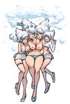  4girls beehive_hairdo blue_eyes bracelet breast_press breasts character_request choker cleavage closed_eyes conjoined dated earrings everyone gen_5_pokemon jewelry kneehighs large_breasts lips looking_at_viewer mariel_cartwright multiple_girls navel nipples open_mouth panties personification pokemon side-tie_panties smile symmetrical_docking topless underboob underwear vanillite 