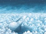  blue cloud copyright_request fantasy hosiiro jewelry planet solo star_(sky) surreal white 