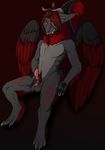  balls cum demon dragon fluff glowing_eyes kelushan male masturbation penis solo venerit 