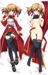  :d :o bare_shoulders belt black_legwear blush breastplate breasts brown_hair dakemakura-koubou dakimakura dodojune fingerless_gloves gloves hair_ribbon lying medium_breasts multiple_views navel nipples on_back open_mouth pussy red_eyes ribbon shirt_lift short_twintails silica skirt smile sword_art_online thighhighs twintails undressing 