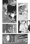  animal_ears building comic doujinshi greyscale hair_ornament highres house japanese_clothes kimono long_sleeves monochrome multicolored_hair multiple_girls nazrin outdoors short_hair speech_bubble talking tile_roof toramaru_shou touhou translated tree zounose 