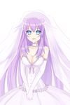  absurdres blue_eyes breasts choujigen_game_neptune_mk2 cleavage dress highres long_hair medium_breasts nepgear neptune_(series) open_mouth purple_hair sakura_hayato smile solo symbol-shaped_pupils veil wedding_dress 