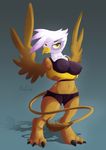  anthro anthrofied avian beak big_breasts bike_shorts bra breasts camel_toe chest_tuft clothed clothing don_ko don_komandorr erect_nipples feathers female friendship_is_magic fur gilda_(mlp) gryphon hair holding_breasts looking_at_viewer my_little_pony navel nipples shorts skimpy smile solo sports_bra standing thick_thighs tight tight_clothing tuft underwear wing_boner wings yellow_eyes 