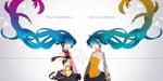  aqua_eyes aqua_hair dual_persona gradient_hair hatsune_miku long_hair multicolored_hair multiple_girls odds_&amp;_ends_(vocaloid) project_diva_(series) project_diva_f saine smile tell_your_world_(vocaloid) twintails very_long_hair vocaloid 