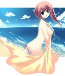  aomura_nao beach bikini blue_eyes blush copyright_request day outdoors solo swimsuit 
