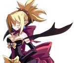  blonde_hair bow disgaea dress happy harada_takehito huge_bow makai_senki_disgaea_2 official_art pointy_ears rozalin solo strapless strapless_dress yellow_bow 