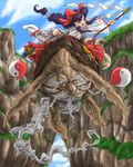  beard facial_hair flying genjii gohei hakurei_reimu hakurei_reimu_(pc-98) japanese_clothes miko touhou touhou_(pc-98) turtle yin_yang 