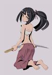  bad_id bad_pixiv_id barefoot bushidou_(sekaiju) feet katana midriff ninomae_ichijiku ponytail sekaiju_no_meikyuu solo sword weapon 
