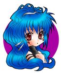 alfimi armlet artist_request blue_hair hair_ornament hairclip hand_on_own_chest long_hair looking_at_viewer lowres ponytail red_eyes simple_background solo super_robot_wars tiara upper_body very_long_hair white_background 