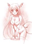  47agdragon bikini demon_girl horns monochrome original red solo swimsuit thighhighs 