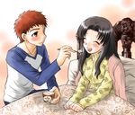  1girl artist_request emiya_shirou fate/stay_night fate_(series) food ice_cream pajamas raglan_sleeves toosaka_rin 