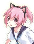  animal_ears cat_ears original pink_hair ponytail school_uniform smile solo usashiro_mani 