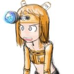  artist_request blonde_hair dalek doctor_who lowres mecha_musume open_mouth orange_hair parody personification simple_background solo white_background 
