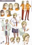  brown_legwear concept_art eselda_maverick hairband highres labcoat lips necktie official_art ooba_wakako orange_shirt pantyhose profile shirt white_background wild_arms wild_arms_4 