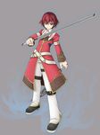  artist_request kaz male_focus pangya red_eyes red_hair solo sword weapon yellow_eyes 