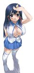  artist_request blue_skirt breasts cleavage cleavage_cutout large_breasts os-tan skirt solo thighhighs xp-tan 