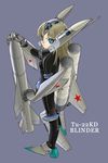  aircraft airplane black_bodysuit blonde_hair blue_eyes bodysuit bomber janome_gochou jet md5_mismatch mecha_musume military military_vehicle missile original russia solo tu-22 