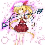  blonde_hair danmaku flandre_scarlet hat long_hair ponytail ribbon solo touhou usakou wings 