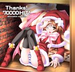  akino_shin capelet christmas copyright_request panties red_capelet santa_costume solo thighhighs underwear 