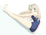  barefoot blonde_hair full_body kusugawa_sasara long_hair masakichi_(crossroad) one-piece_swimsuit school_swimsuit solo stretch swimsuit to_heart_2 