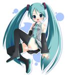  aqua_hair aqua_neckwear boots detached_sleeves hatsune_miku long_hair necktie panties pu-en solo thigh_boots thighhighs twintails underwear very_long_hair vocaloid white_panties 