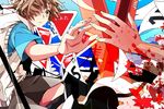  amamiya_hibiya blood brown_hair cat daenarys hair_over_one_eye kagerou_days_(vocaloid) kagerou_project reaching sign traffic_light vocaloid 