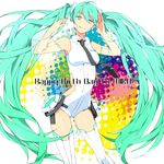  bad_id bad_pixiv_id character_name detached_sleeves green_eyes green_hair happy_birthday hatsune_miku highres long_hair mochida64 necktie see-through solo thighhighs twintails very_long_hair vocaloid 