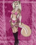  boots breasts canine female fluffy_tail gradie gradiewoof hair looking_at_viewer mammal nipples solo 