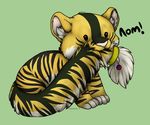  ambiguous_gender cub cute feline feral fur mammal nom solo tail_band tiger toradoshi yellow_fur young 