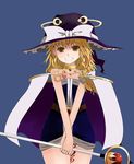  alternate_costume arano_oki blonde_hair bow braid cape celine_jules celine_jules_(cosplay) collarbone cosplay earrings grin hat hat_bow jewelry kirisame_marisa long_hair side_braid single_braid sleeveless smile solo staff star_ocean star_ocean_the_second_story touhou trait_connection white_bow witch_hat yellow_eyes 