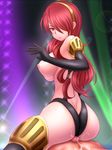  1girl artist_request ass atlus bare_shoulders breasts buttjob cum cum_on_ass cum_on_body cum_on_lower_body ejaculation high-cut_armor highres hiro_(hankakudouga) huge_ass kirijou_mitsuru large_breasts looking_at_viewer looking_back penis persona persona_3 persona_4:_the_ultimate_in_mayonaka_arena red_hair topless uncensored 