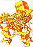  crossover drill g_gundam gaogaigar god_gundam goldion_hammer gundam hammer mecha no_humans shining_finger simple_background white_background yuusha_ou_gaogaigar yuusha_series 