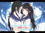  bad_id bad_pixiv_id black_hair blue_eyes chitanda_eru hug hyouka irisu_fuyumi long_hair masamuuu multiple_girls purple_eyes school_uniform serafuku yuri zoom_layer 