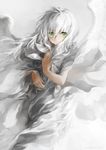  angel green_eyes highres jane_mere long_hair original solo white white_hair white_wings wings 