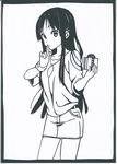  akiyama_mio bad_id bad_pixiv_id black_eyes black_hair gift k-on! kirigami long_hair monochrome pikku simple_background solo uniform white_background 