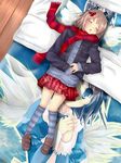  anime brown_hair girl short_hair skirt sleeping 